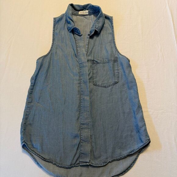 Thread & Supply Tops - Thread & Supply Chambray Sleeveless Blouse | Lyocell Soft Wash Blue | Size S